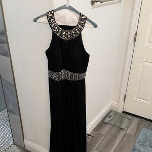 Chic Black Beaded Maxi Dress